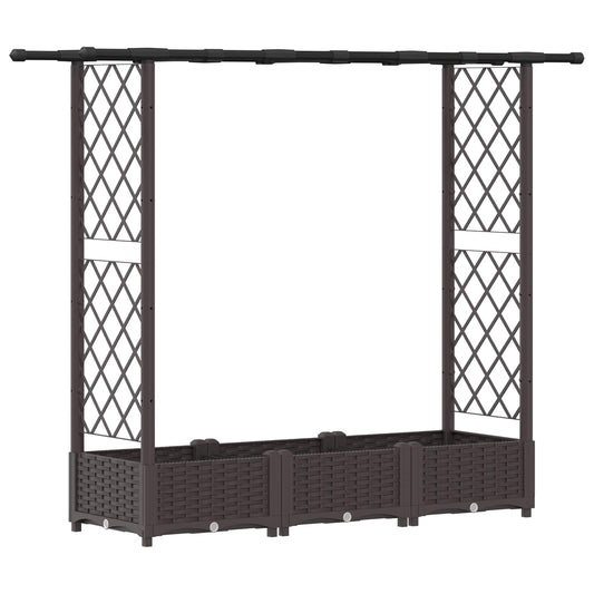 Raised Bed with Trellis and Roof Brown 164 x 40 x 121 cm PP