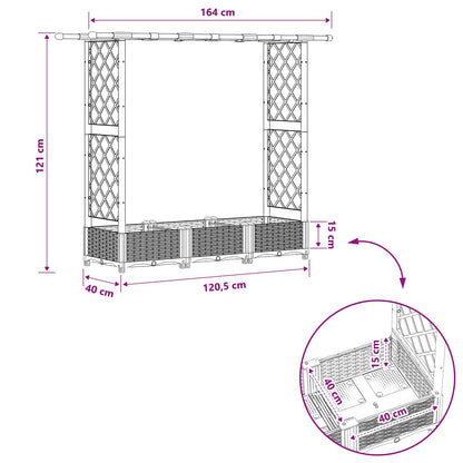 Raised Bed with Trellis and Roof Brown 164 x 40 x 123 cm PP