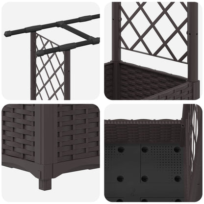 Raised Bed with Trellis and Roof Brown 203 x 40 x 123 cm PP