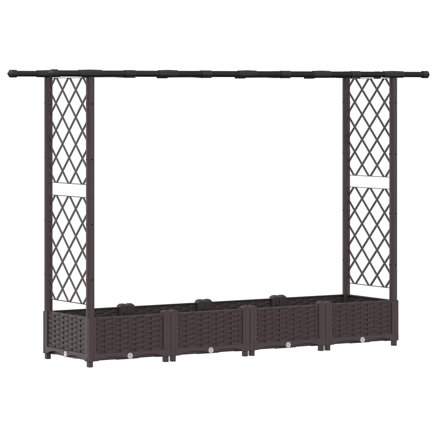 Raised Bed with Trellis and Roof Brown 203 x 40 x 123 cm PP