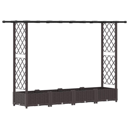 Raised Bed with Trellis and Roof Brown 203 x 40 x 123 cm PP
