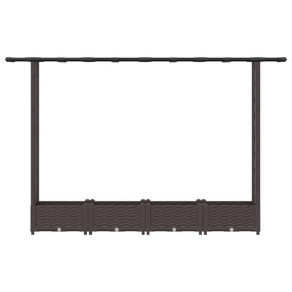 Raised Bed with Trellis and Roof Brown 203 x 40 x 123 cm PP
