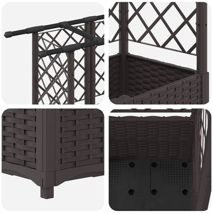 Raised Bed with Trellis and Roof Brown 124.5 x 40 x 138 cm PP