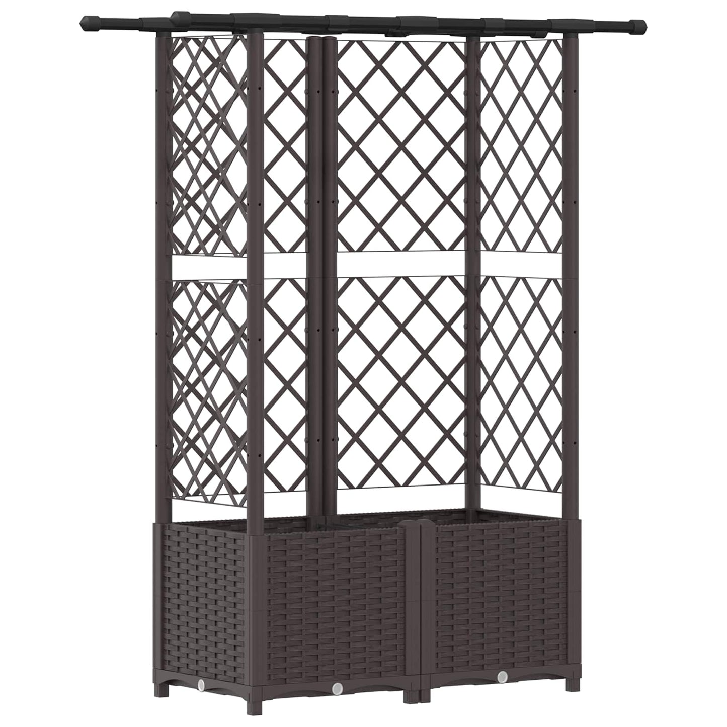 Raised Bed with Trellis and Roof Brown 124.5 x 40 x 138 cm PP
