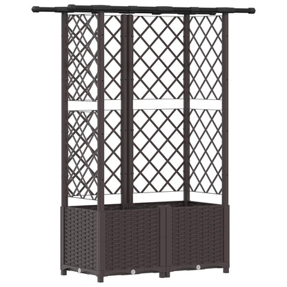 Raised Bed with Trellis and Roof Brown 124.5 x 40 x 138 cm PP