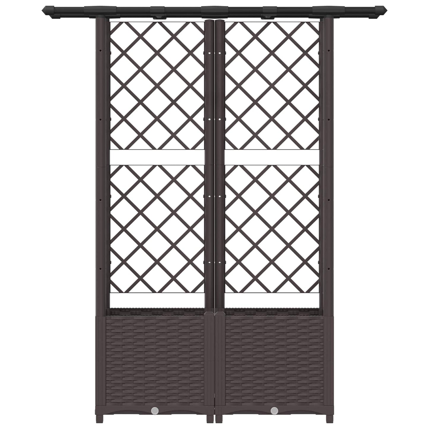 Raised Bed with Trellis and Roof Brown 124.5 x 40 x 138 cm PP