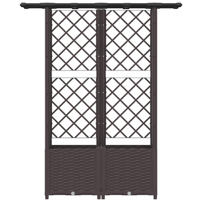 Raised Bed with Trellis and Roof Brown 124.5 x 40 x 138 cm PP