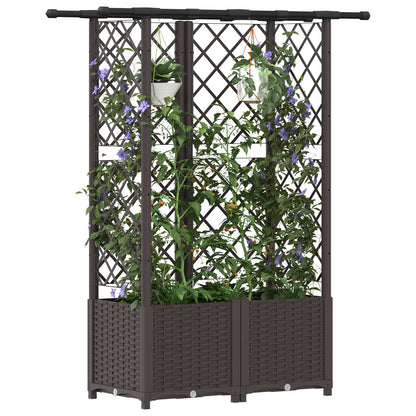 Raised Bed with Trellis and Roof Brown 124.5 x 40 x 138 cm PP