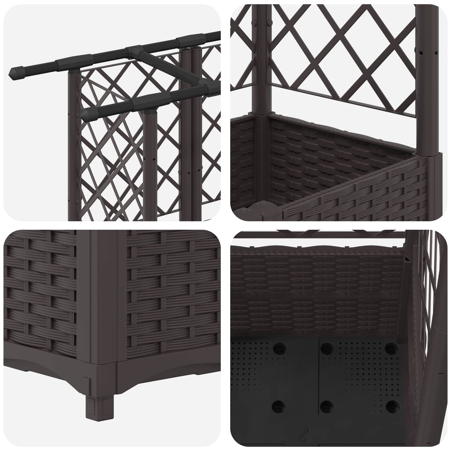 Raised Bed with Trellis and Roof Brown 162.5 x 40 x 138 cm PP