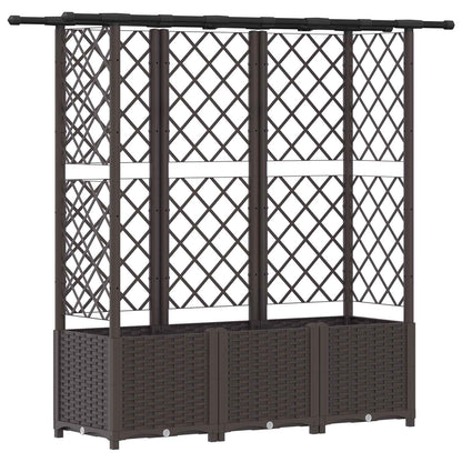 Raised Bed with Trellis and Roof Brown 162.5 x 40 x 138 cm PP