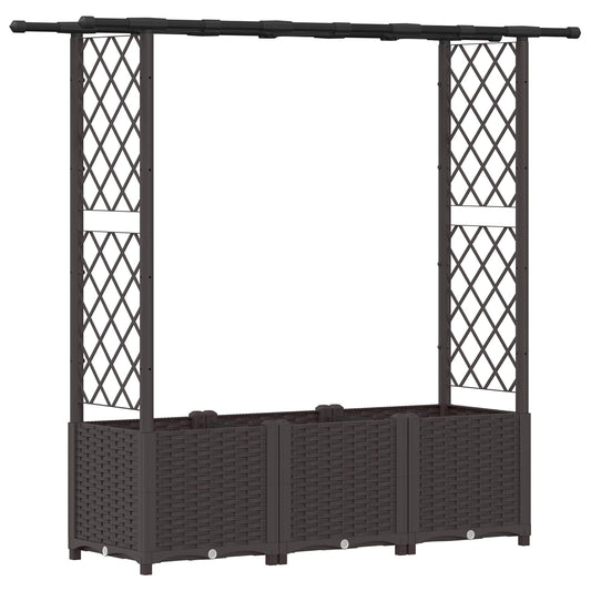 Raised Bed with Trellis and Roof Brown 162.5 x 40 x 136 cm PP