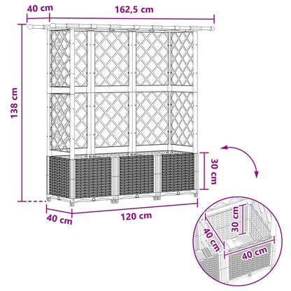 Raised Bed with Trellis and Roof Brown 162.5 x 40 x 138 cm PP