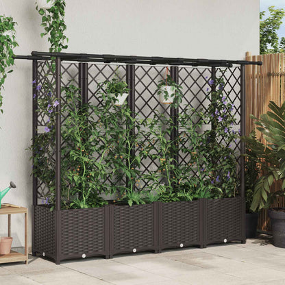 Raised Bed with Trellis and Roof Brown 203 x 40 x 138 cm PP