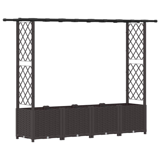 Raised Bed with Trellis and Roof Brown 203 x 40 x 136 cm PP