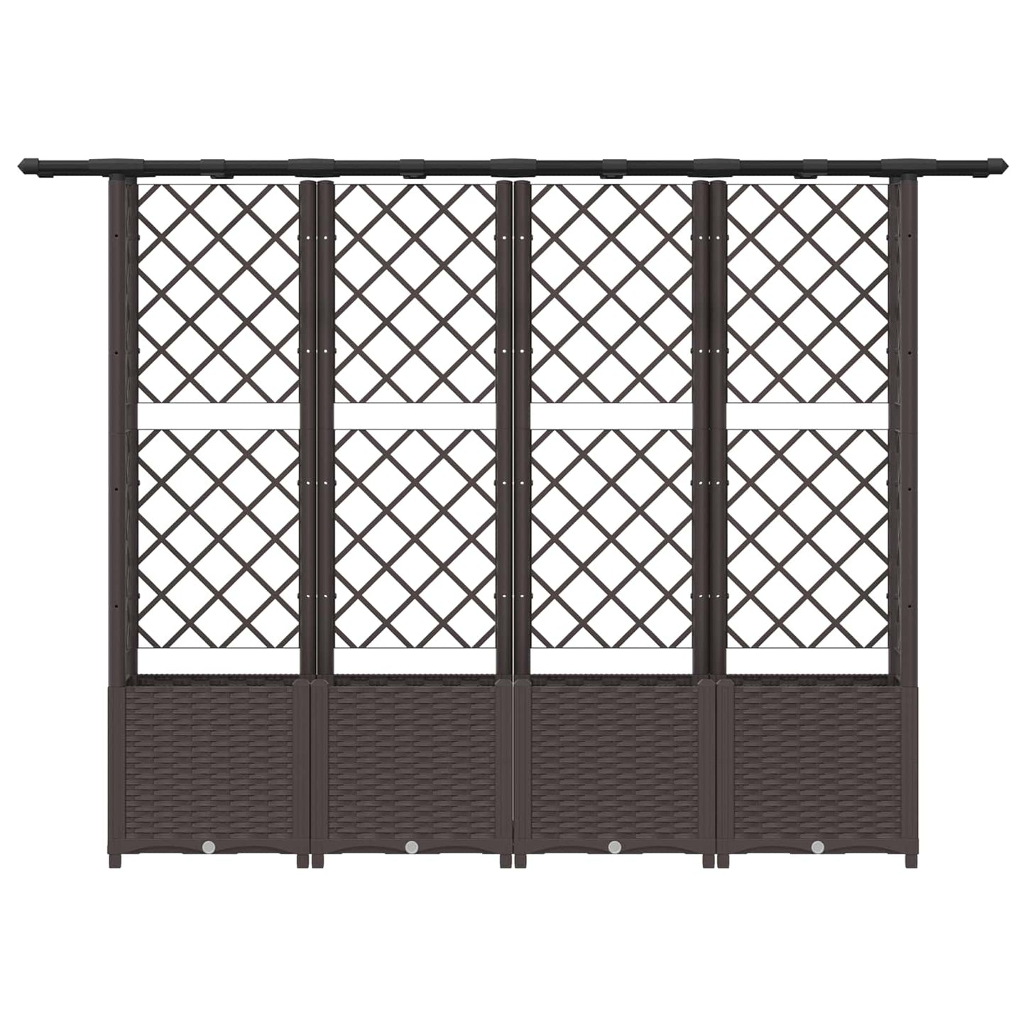 Raised Bed with Trellis and Roof Brown 203 x 40 x 138 cm PP