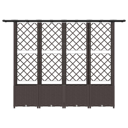 Raised Bed with Trellis and Roof Brown 203 x 40 x 138 cm PP