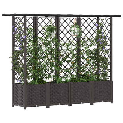 Raised Bed with Trellis and Roof Brown 203 x 40 x 138 cm PP