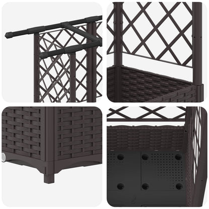 Raised Bed with Trellis and Roof Brown 124 x 40 x 121 cm PP