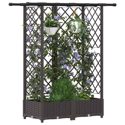 Raised Bed with Trellis and Roof Brown 124 x 40 x 121 cm PP