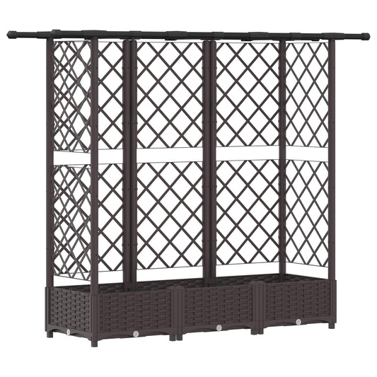 Raised Bed with Trellis and Roof Brown 164 x 40 x 121 cm PP