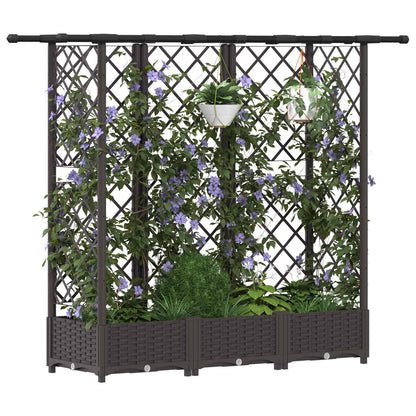 Raised Bed with Trellis and Roof Brown 164 x 40 x 121 cm PP