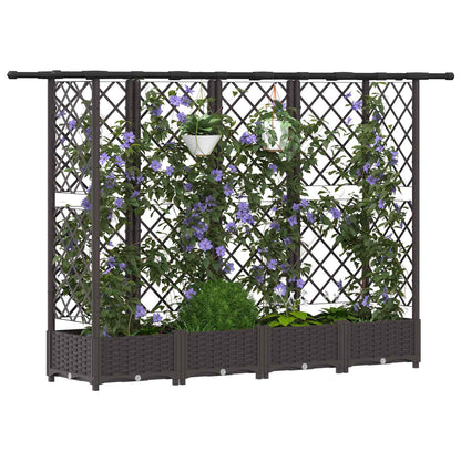 Raised Bed with Trellis and Roof Brown 202.5 x 40 x 121 cm PP