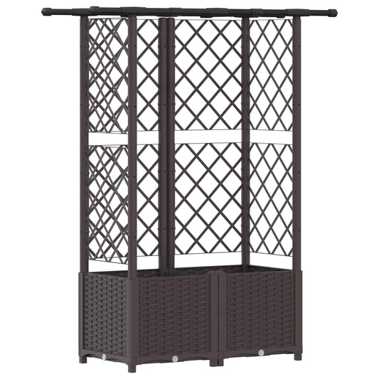 Raised Bed with Trellis and Roof Brown 124 x 40 x 136 cm PP