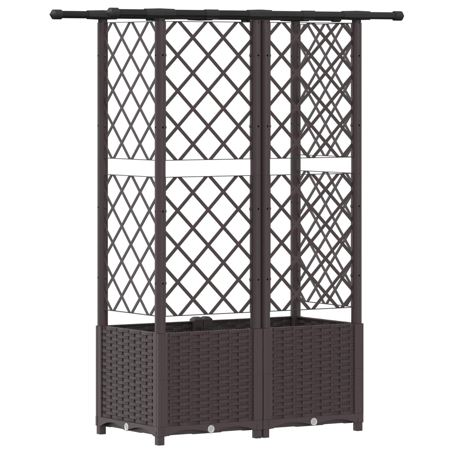 Raised Bed with Trellis and Roof Brown 124 x 40 x 136 cm PP
