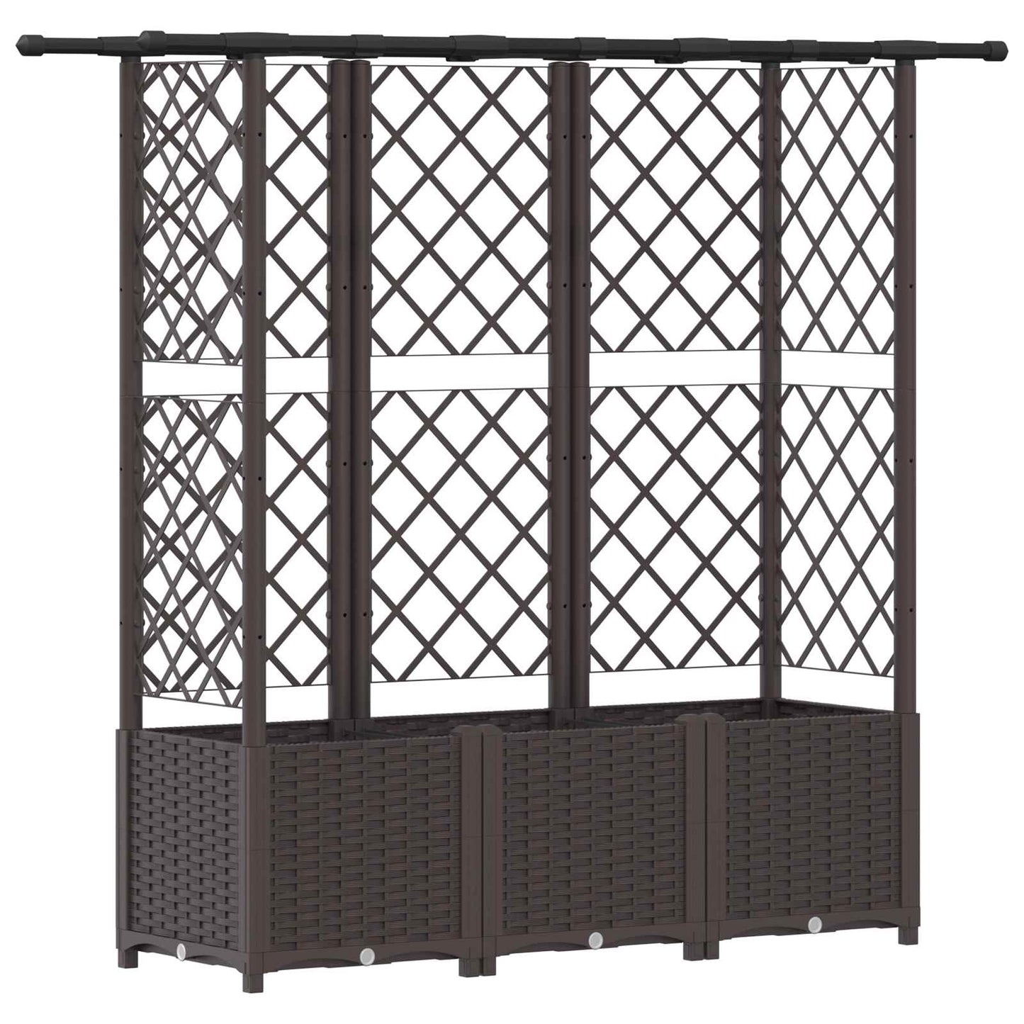Raised Bed with Trellis and Roof Brown 163.5 x 40 x 138 cm PP