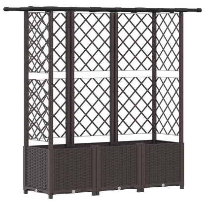 Raised Bed with Trellis and Roof Brown 163.5 x 40 x 138 cm PP
