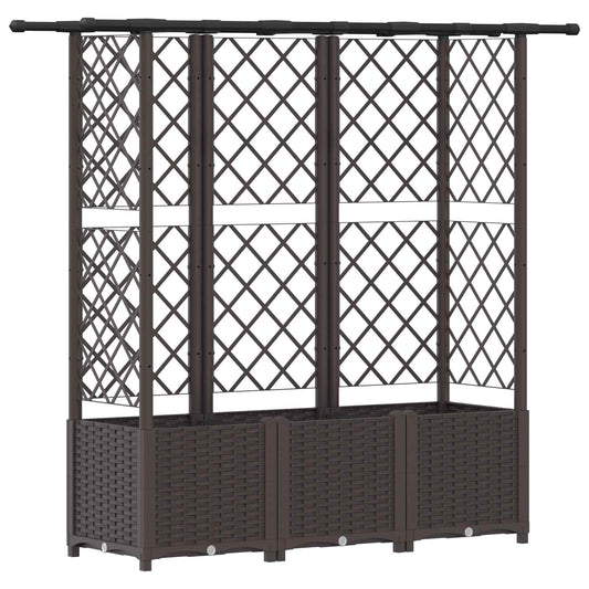 Raised Bed with Trellis and Roof Brown 163.5 x 40 x 136 cm PP