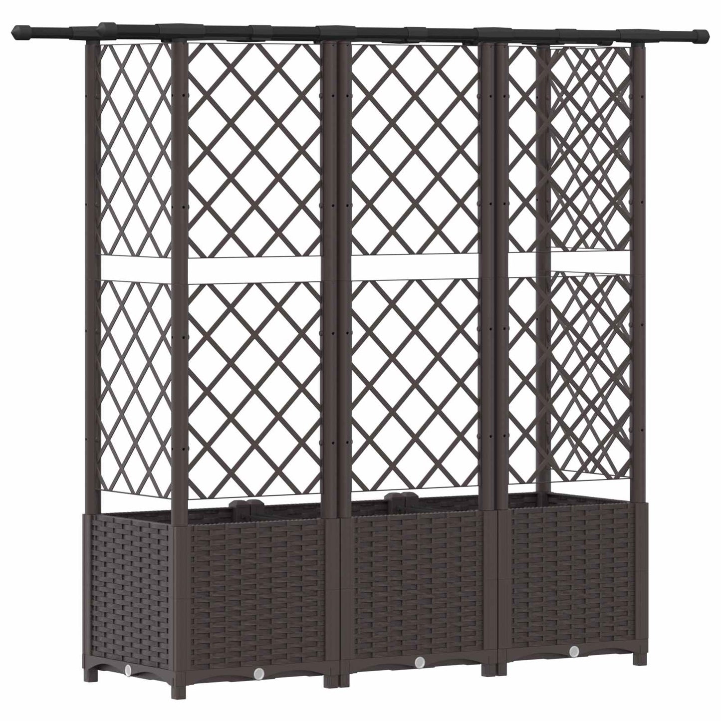 Raised Bed with Trellis and Roof Brown 163.5 x 40 x 138 cm PP