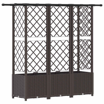 Raised Bed with Trellis and Roof Brown 163.5 x 40 x 138 cm PP