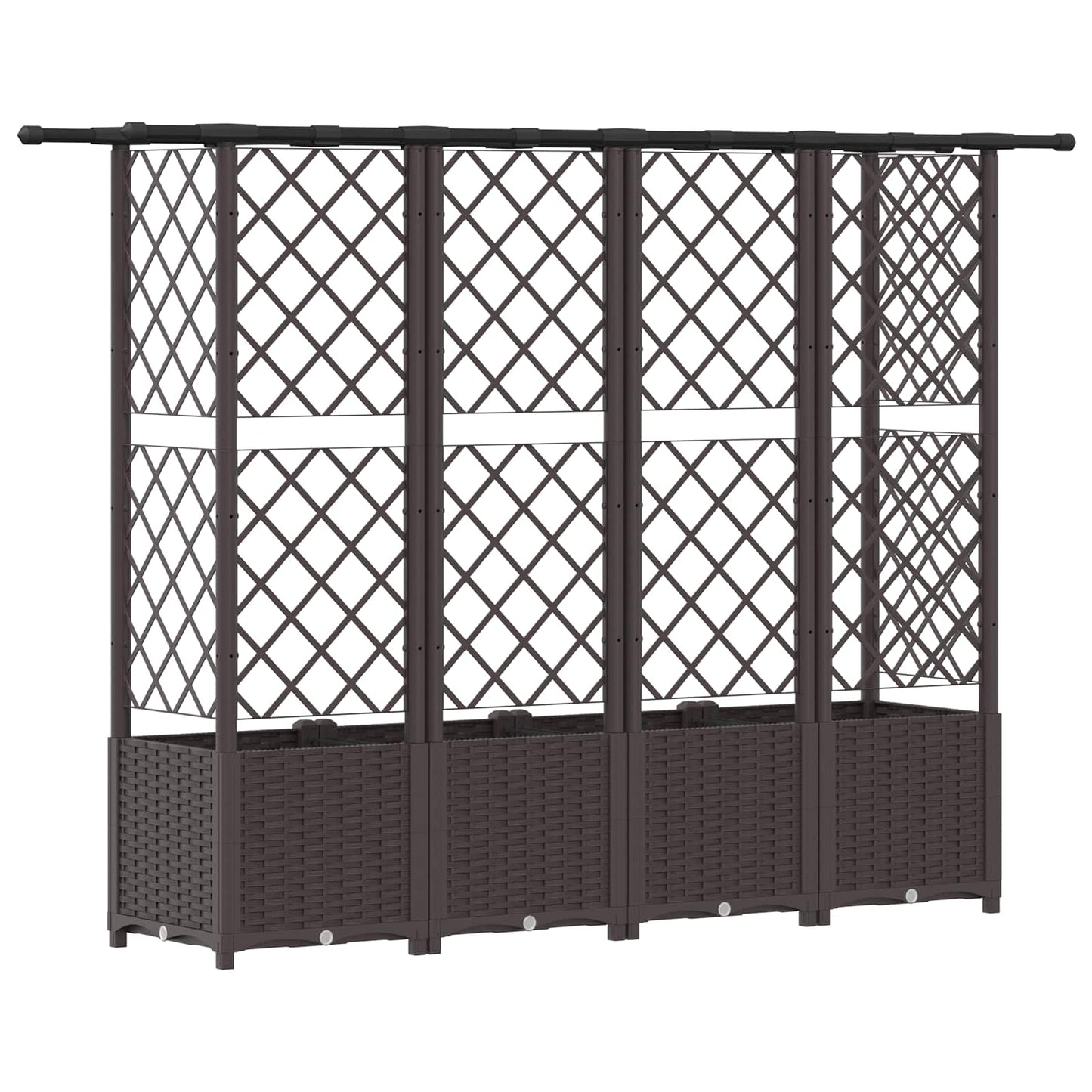 Raised Bed with Trellis and Roof Brown 202 x 40 x 136 cm PP