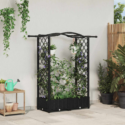 Raised Bed with Trellis and Roof Black 124 x 40 x 125 cm PP
