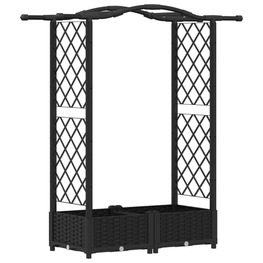 Raised Bed with Trellis and Roof Black 124 x 40 x 123 cm PP
