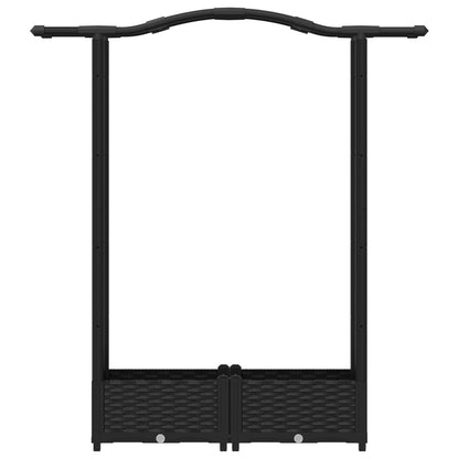 Raised Bed with Trellis and Roof Black 124 x 40 x 125 cm PP