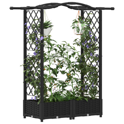 Raised Bed with Trellis and Roof Black 124 x 40 x 125 cm PP