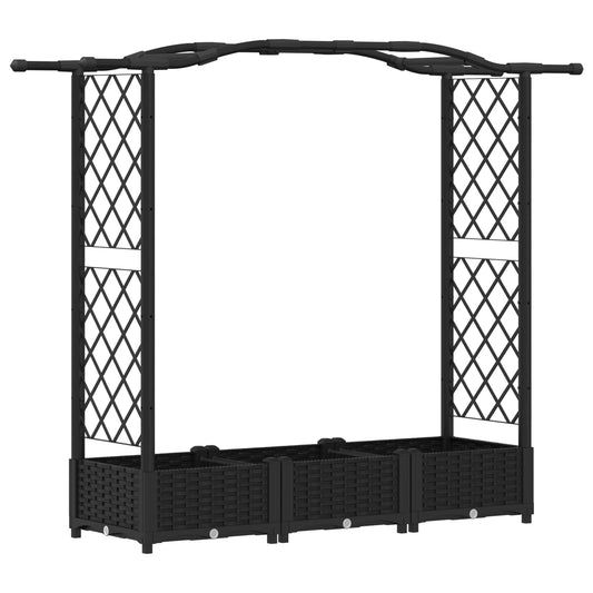 Raised Bed with Trellis and Roof Black 169 x 40 x 123 cm PP