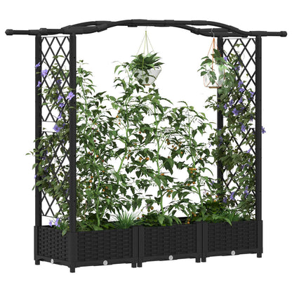Raised Bed with Trellis and Roof Black 169 x 40 x 125 cm PP