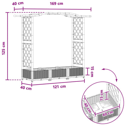 Raised Bed with Trellis and Roof Black 169 x 40 x 125 cm PP