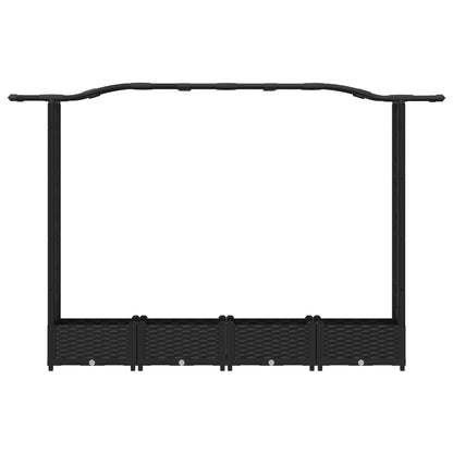 Raised Bed with Trellis and Roof Black 207 x 40 x 126 cm PP