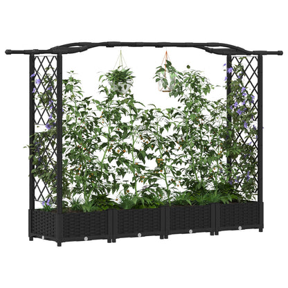 Raised Bed with Trellis and Roof Black 207 x 40 x 126 cm PP