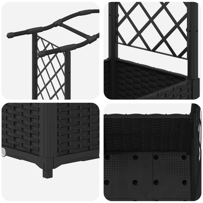 Raised Bed with Trellis and Roof Black 125 x 40 x 138 cm PP