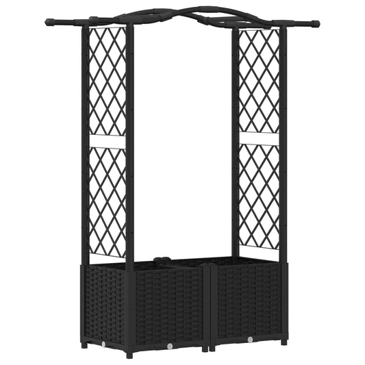 Raised Bed with Trellis and Roof Black 125 x 40 x 138 cm PP