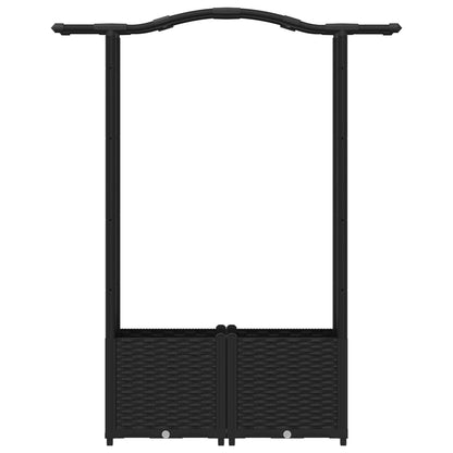 Raised Bed with Trellis and Roof Black 125 x 40 x 138 cm PP