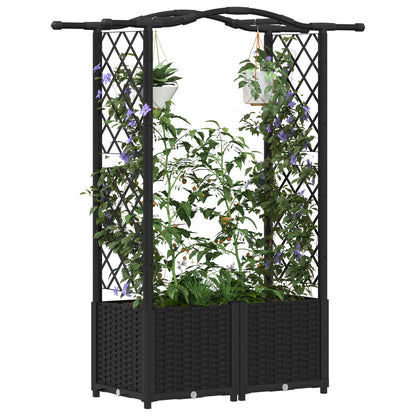 Raised Bed with Trellis and Roof Black 125 x 40 x 138 cm PP