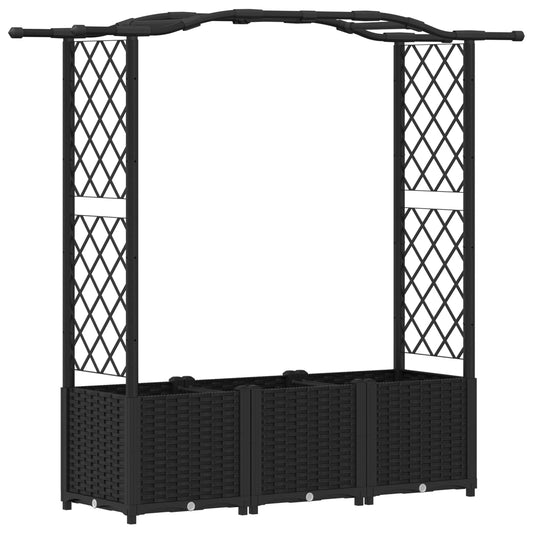 Raised Bed with Trellis and Roof Black 164 x 40 x 138 cm PP