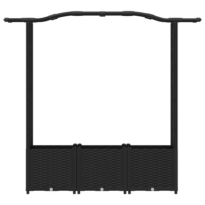 Raised Bed with Trellis and Roof Black 164 x 40 x 142 cm PP