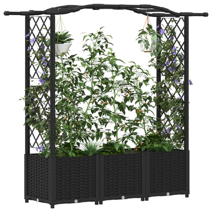 Raised Bed with Trellis and Roof Black 164 x 40 x 142 cm PP